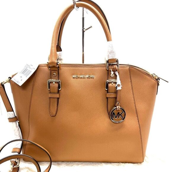 🍀🌷NWT! Michael Kors CIARA Satchel Handbag Large Brown Acorn Msrp:$428.00 - Picture 1 of 6